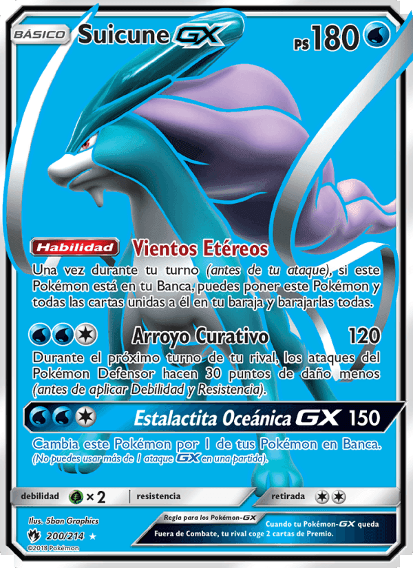 Suicune GX, carte 200 de Truenos Perdidos