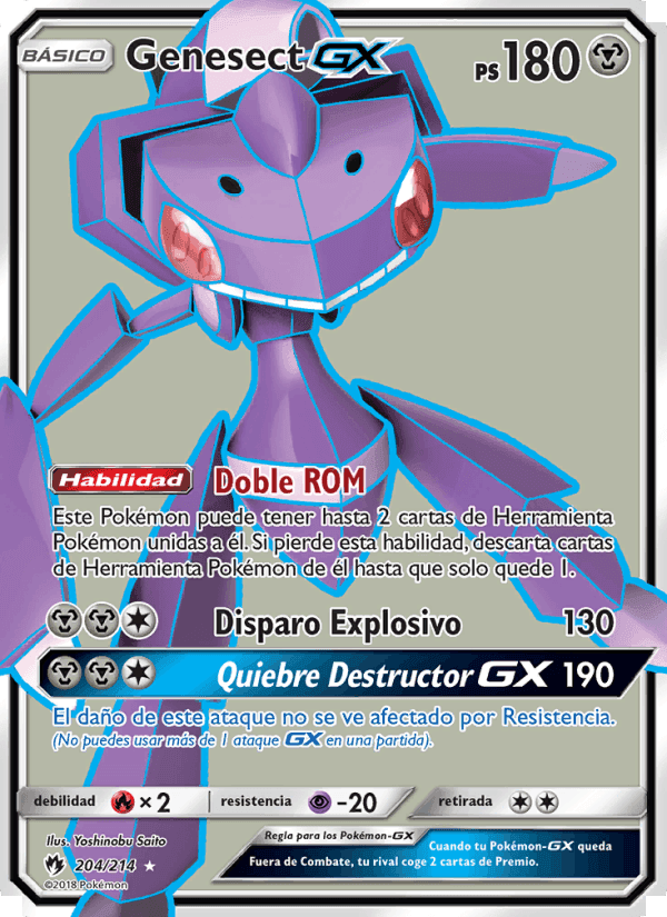 Genesect GX, carta 204 de Truenos Perdidos