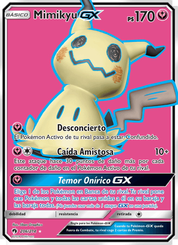 Mimikyu GX, carta 206 de Truenos Perdidos