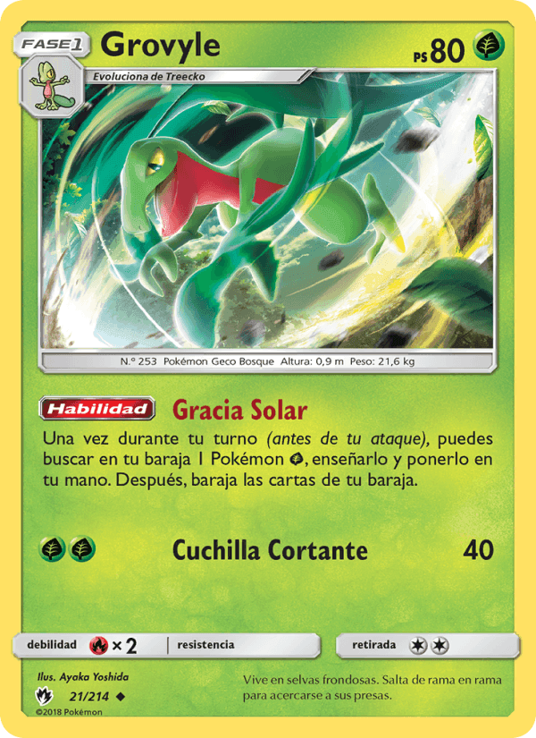Grovyle, card 21 from Truenos Perdidos