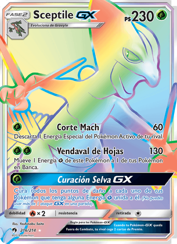Sceptile GX, carta 216 de Truenos Perdidos