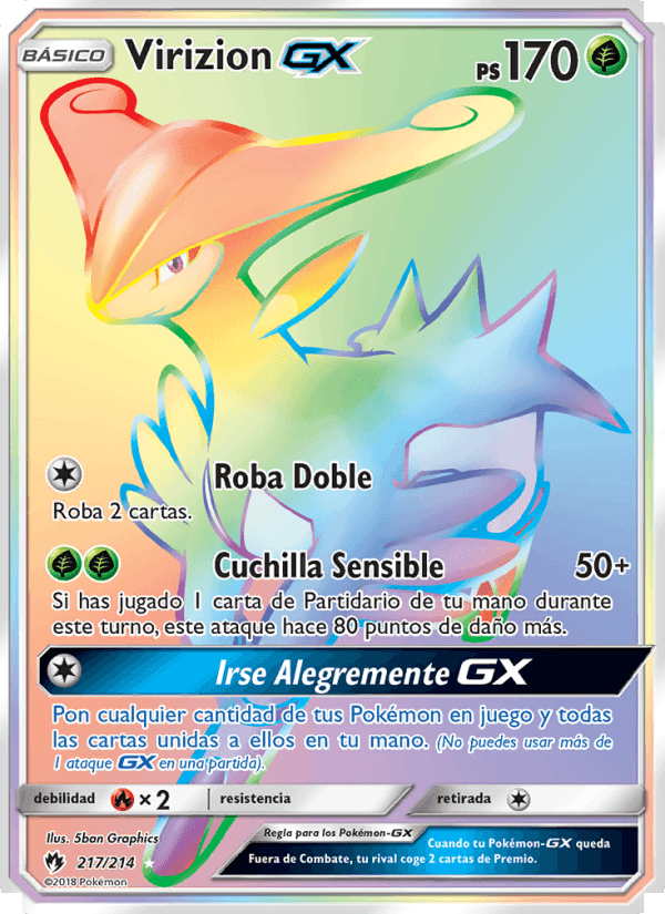 Virizion GX, carta 217 de Truenos Perdidos
