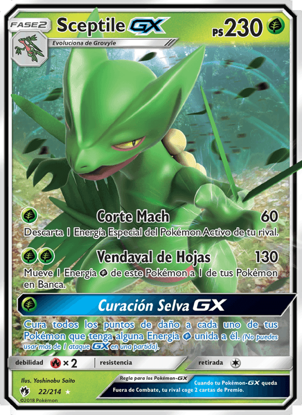 Sceptile GX, carta 22 de Truenos Perdidos
