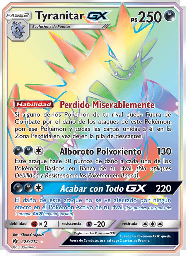 Tyranitar GX, carta 223 di Truenos Perdidos