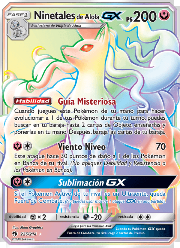 Ninetales de Alola GX, carte 225 de Truenos Perdidos