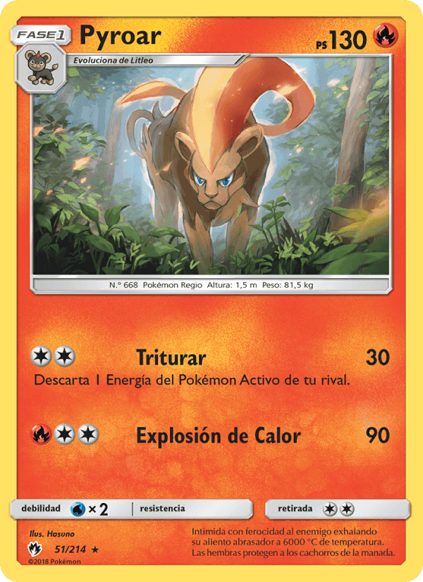 Pyroar, carte 51 de Truenos Perdidos