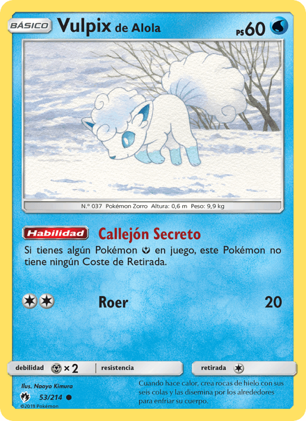 Vulpix de Alola, carta 53 de Truenos Perdidos
