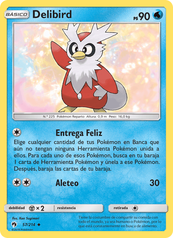 Delibird, card 57 from Truenos Perdidos