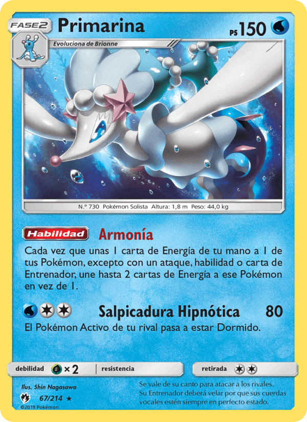 Primarina, card 67 from Truenos Perdidos