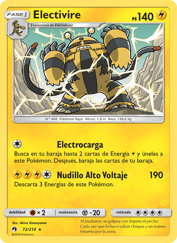 Electivire, carta 72 de Truenos Perdidos