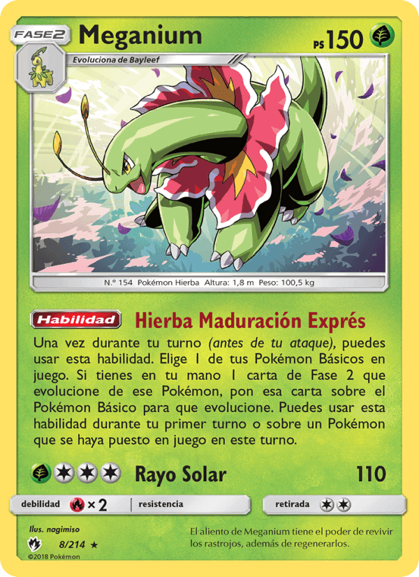 Meganium, carta 8 de Truenos Perdidos