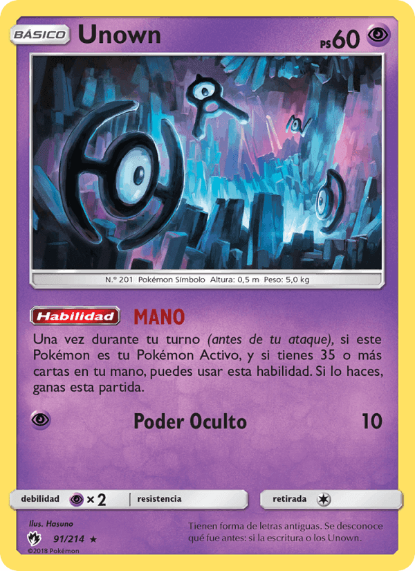 Unown, carta 91 de Truenos Perdidos