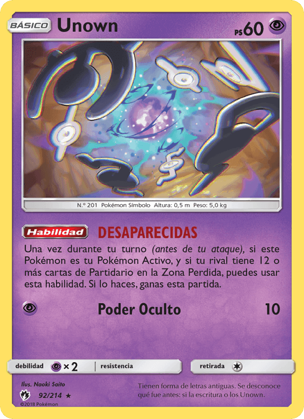 Unown, card 92 from Truenos Perdidos