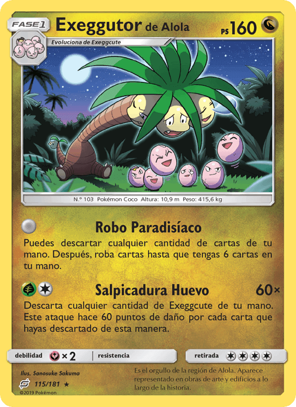 Exeggutor de Alola, card 115 from Union de Aliados
