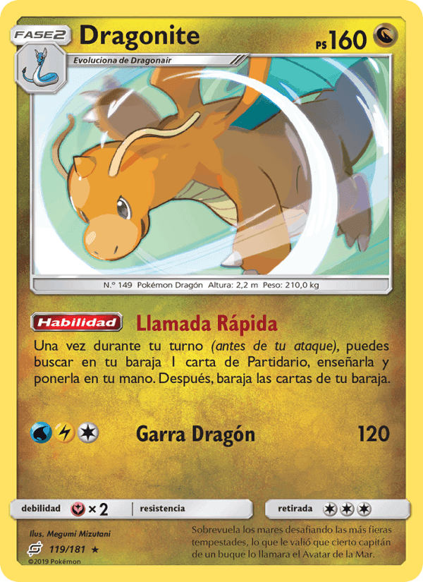 Dragonite, carta 119 de Union de Aliados