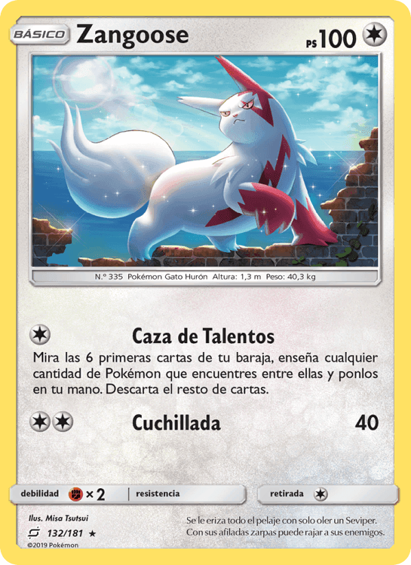 Zangoose, carta 132 de Union de Aliados