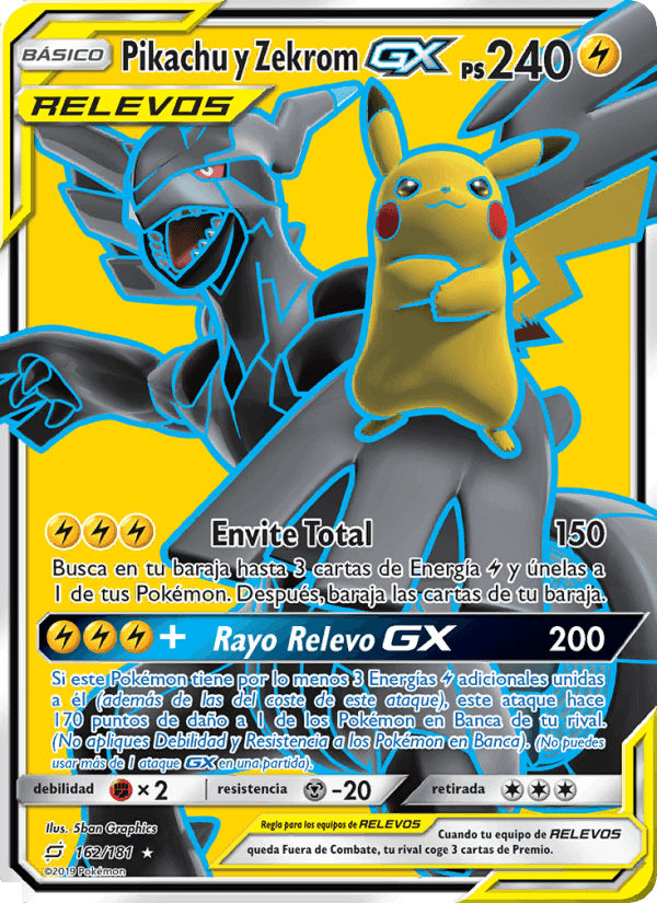 Pikachu y Zekrom GX, carta 162 di Union de Aliados