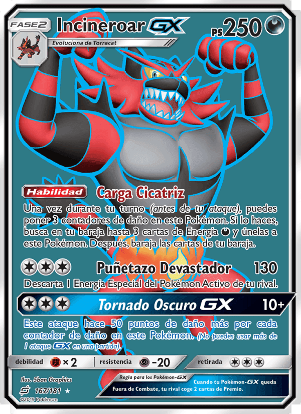 Incineroar GX, carta 167 de Union de Aliados
