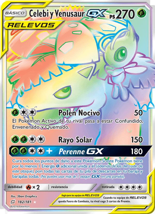 Celebi y Venusaur GX, carta 182 de Union de Aliados