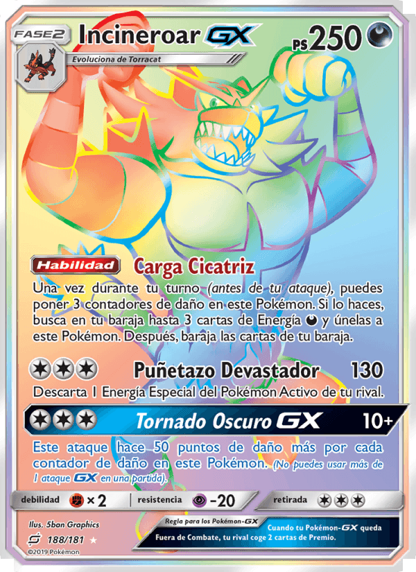 Incineroar GX, card 188 from Union de Aliados