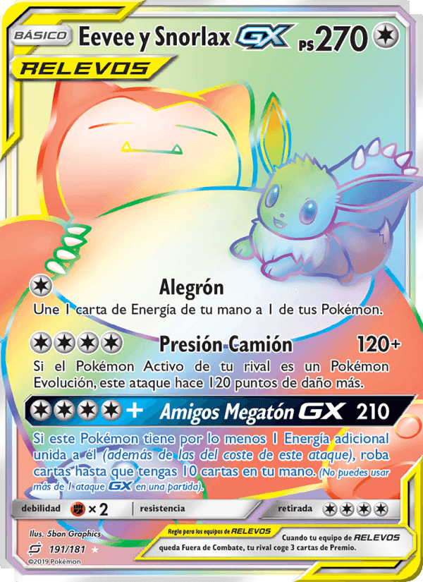 Eevee y Snorlax GX, carte 191 de Union de Aliados