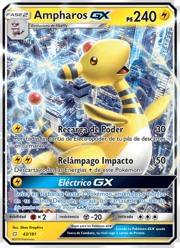 Ampharos GX, carta 43 de Union de Aliados