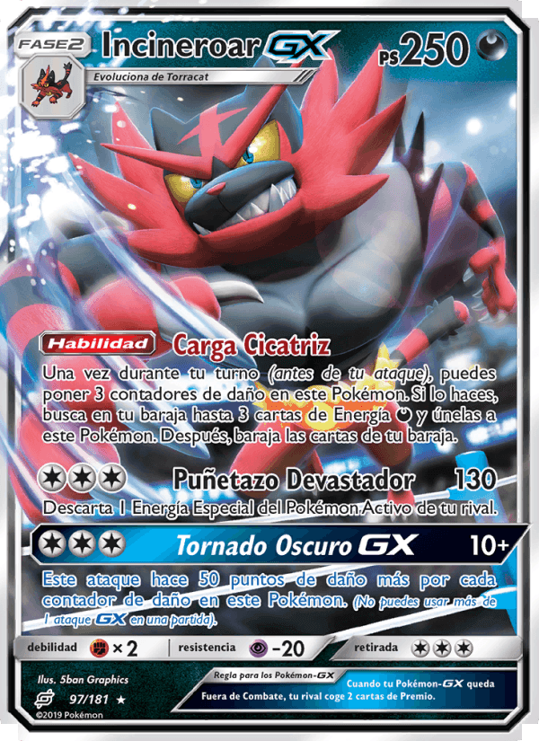 Incineroar GX, card 97 from Union de Aliados
