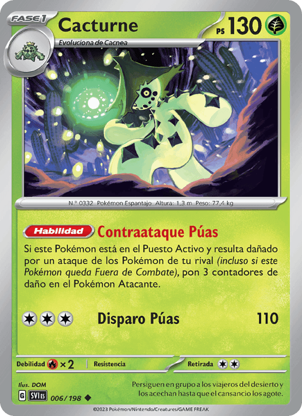 Cacturne, carta 006 de Escarlata y Púrpura