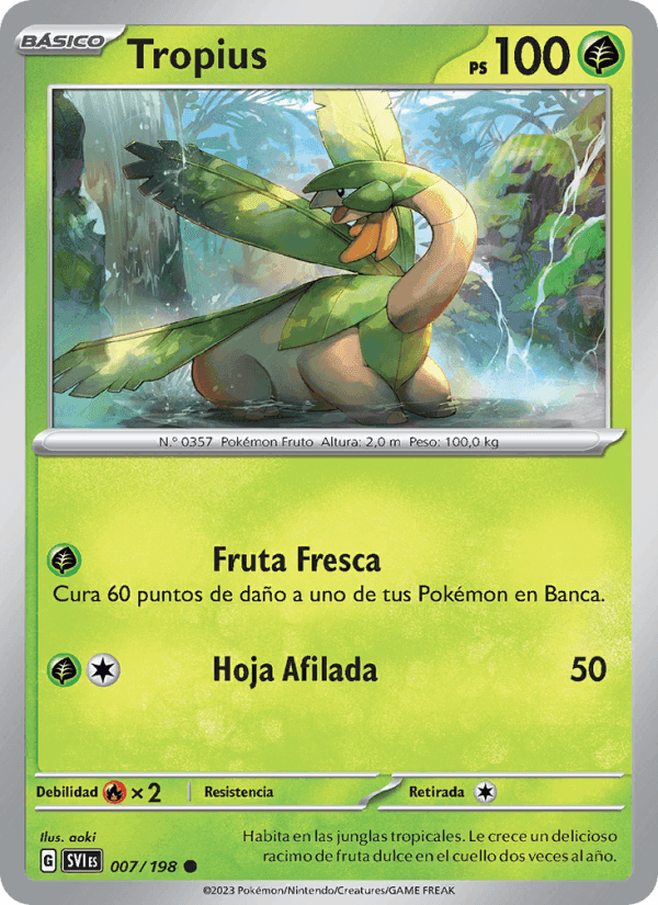 Tropius, carta 007 di Escarlata y Púrpura