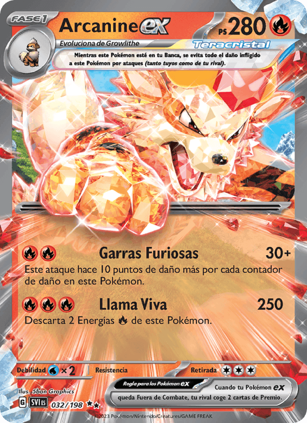 Arcanine ex, carta 032 di Escarlata y Púrpura