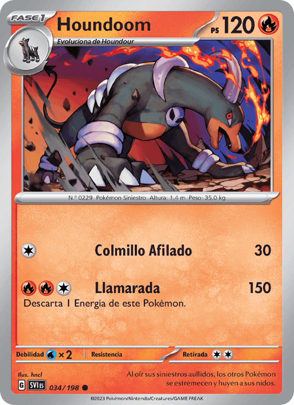 Houndoom, carte 034 de Escarlata y Púrpura