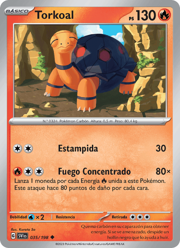 Torkoal, carta 035 di Escarlata y Púrpura