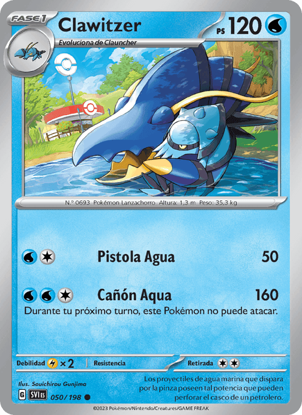 Clawitzer, carta 050 di Escarlata y Púrpura
