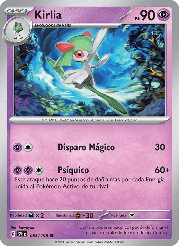 Kirlia, carta 085 de Escarlata y Púrpura