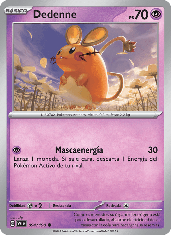 Dedenne, carta 094 de Escarlata y Púrpura