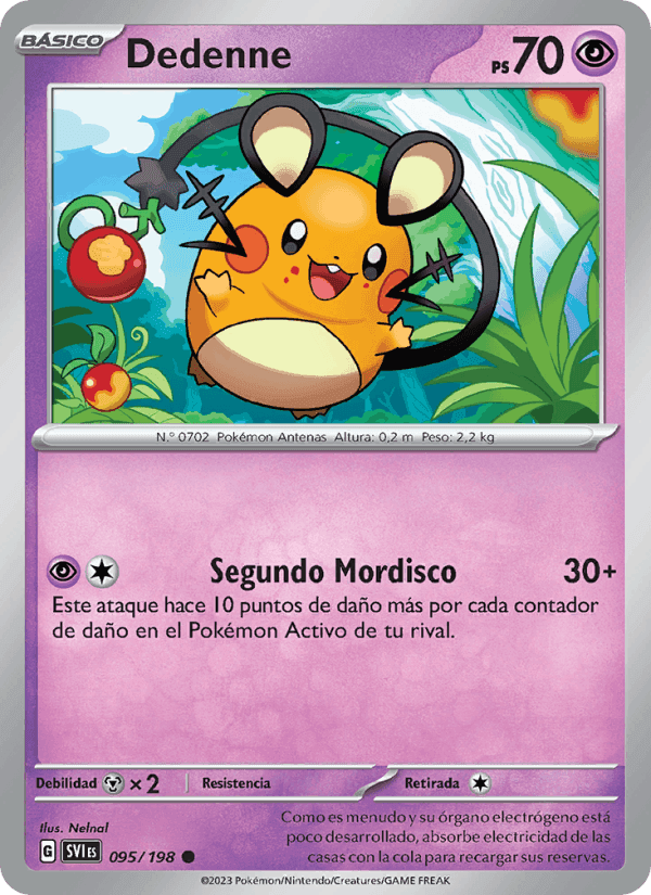 Dedenne, carta 095 di Escarlata y Púrpura