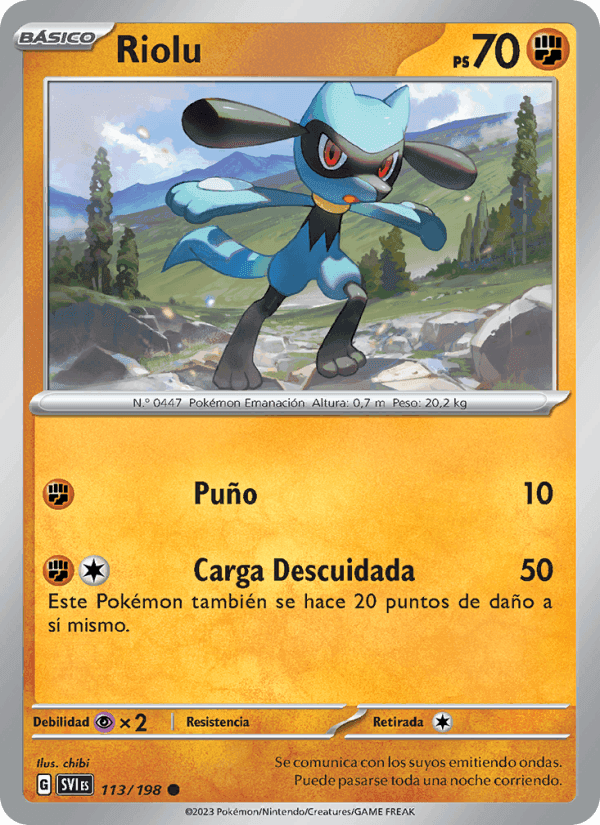 Riolu, carta 113 de Escarlata y Púrpura