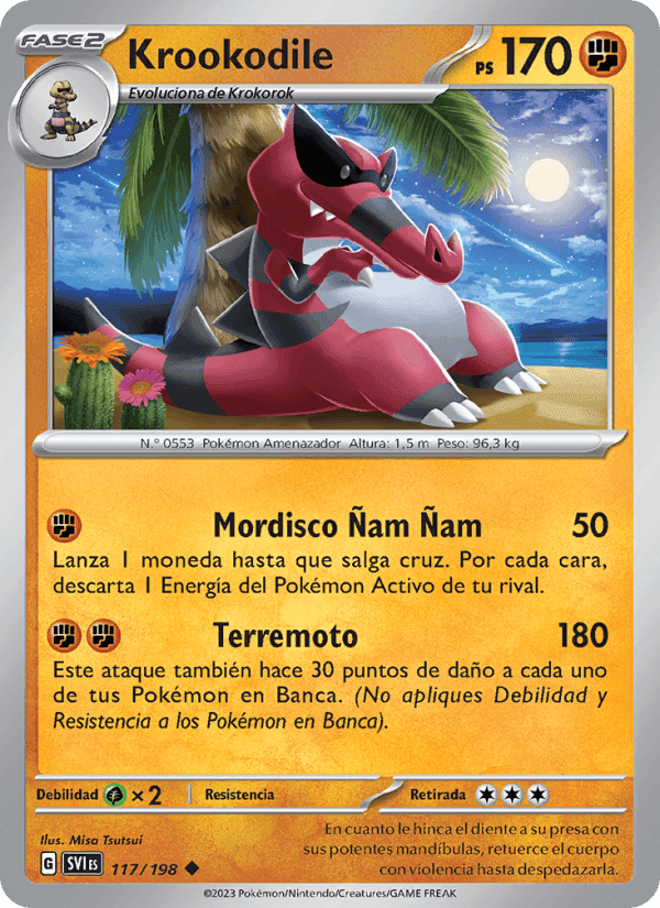 Krookodile, card 117 from Escarlata y Púrpura