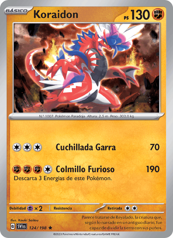 Koraidon, carta 124 de Escarlata y Púrpura