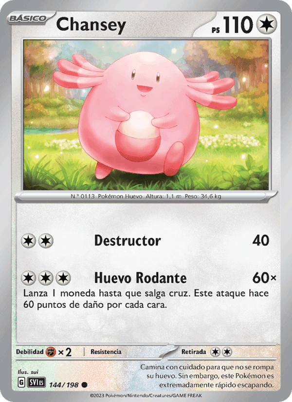 Chansey, card 144 from Escarlata y Púrpura