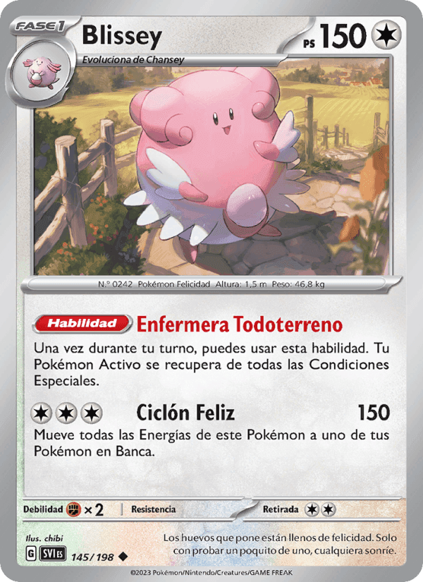 Blissey, card 145 from Escarlata y Púrpura