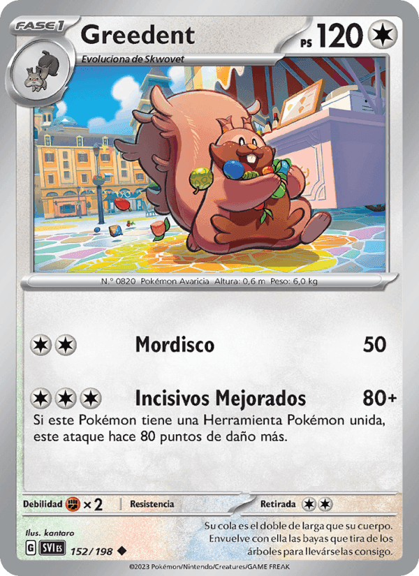 Greedent, carta 152 de Escarlata y Púrpura