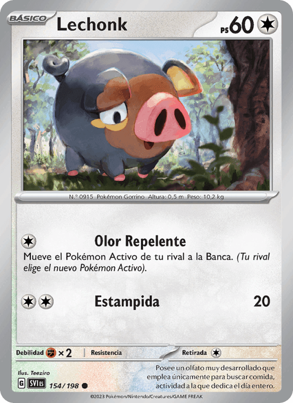 Lechonk, card 154 from Escarlata y Púrpura