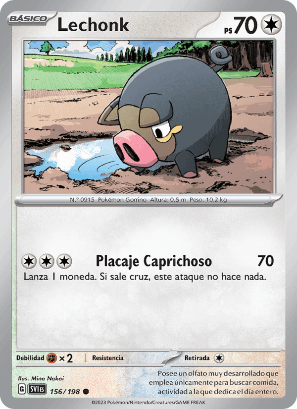 Lechonk, card 156 from Escarlata y Púrpura