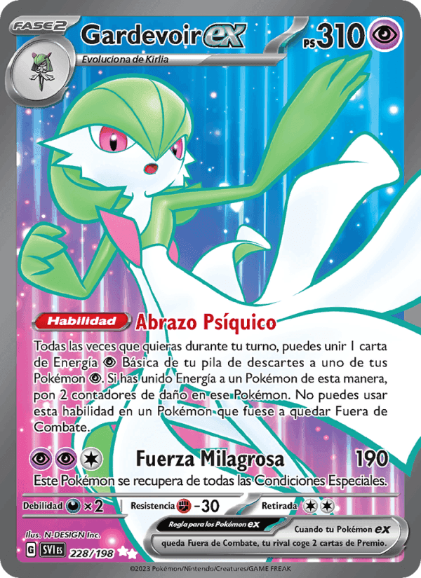 Gardevoir ex, card 228 from Escarlata y Púrpura