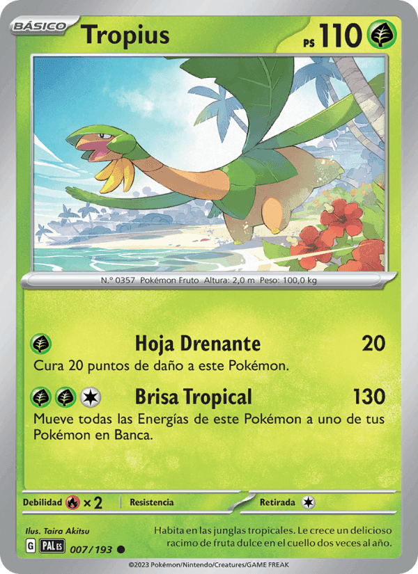 Tropius, carta 007 de Evoluciones en Paldea