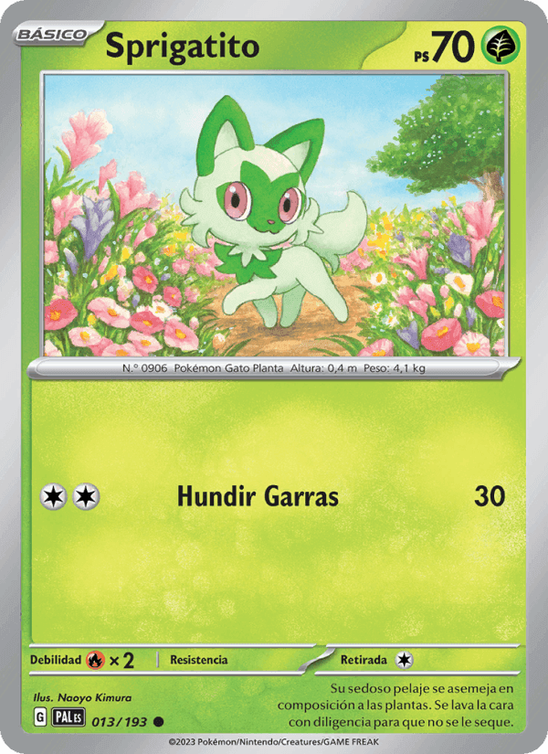 Sprigatito, carta 013 de Evoluciones en Paldea
