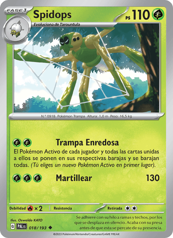 Spidops, carta 018 de Evoluciones en Paldea