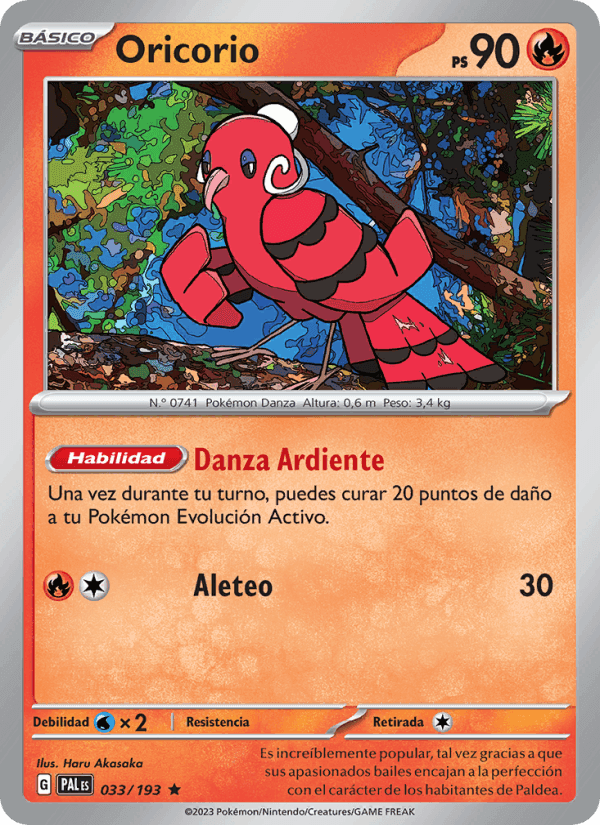 Oricorio, carta 033 de Evoluciones en Paldea