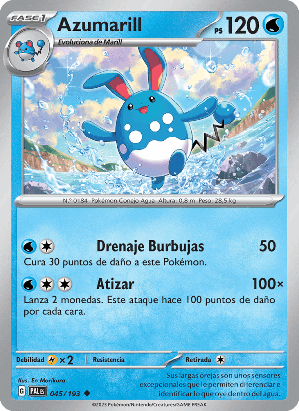 Azumarill, carta 045 di Evoluciones en Paldea